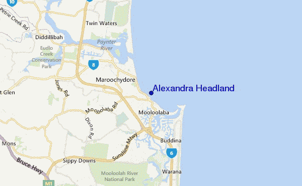mappa di localizzazione di Alexandra Headland