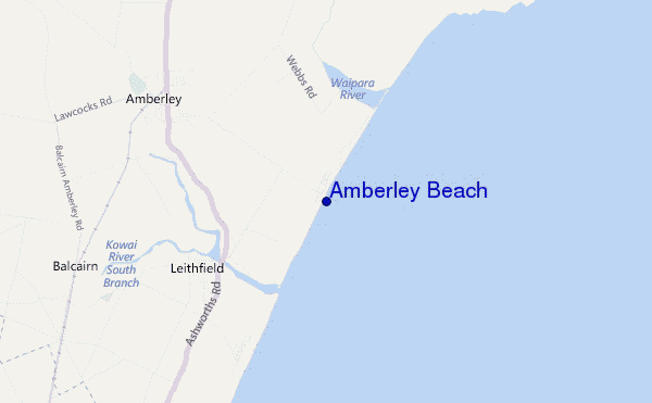 mappa di localizzazione di Amberley Beach