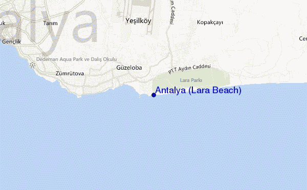 mappa di localizzazione di Antalya (Lara Beach)
