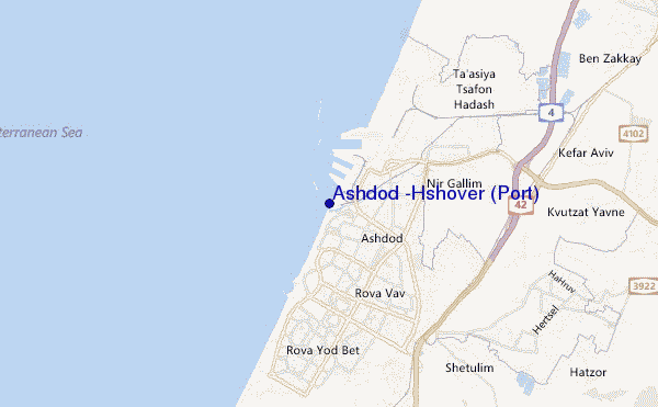mappa di localizzazione di Ashdod -Hshover (Port)