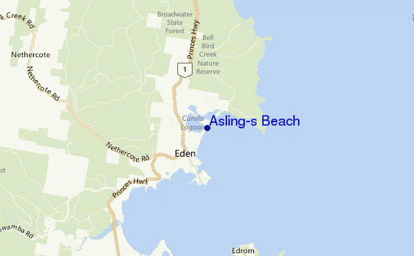 mappa di localizzazione di Asling's Beach