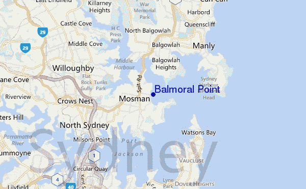mappa di localizzazione di Balmoral Point