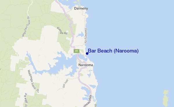 mappa di localizzazione di Bar Beach (Narooma)