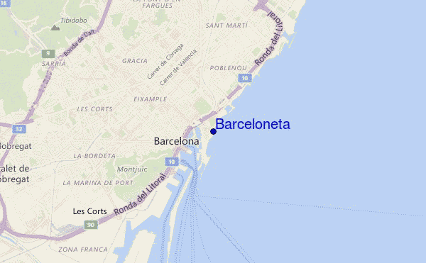 mappa di localizzazione di Barceloneta