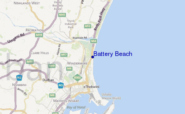 mappa di localizzazione di Battery Beach