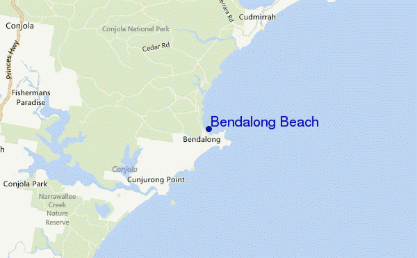 mappa di localizzazione di Bendalong Beach