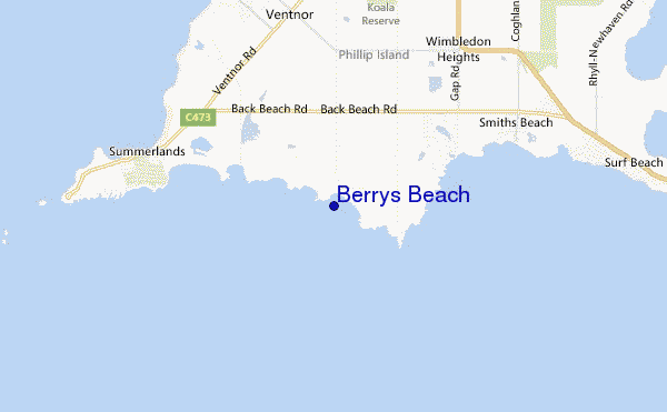 mappa di localizzazione di Berrys Beach