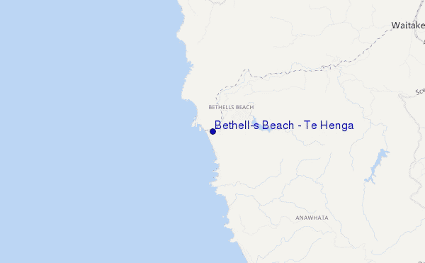 mappa di localizzazione di Bethell's Beach / Te Henga