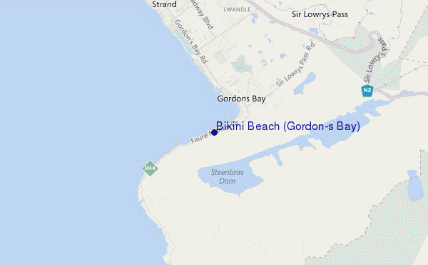 mappa di localizzazione di Bikini Beach (Gordon's Bay)