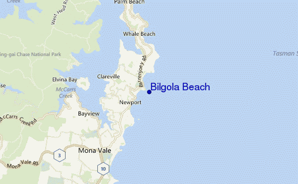 mappa di localizzazione di Bilgola Beach