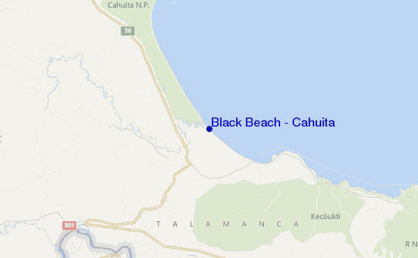 mappa di localizzazione di Black Beach / Cahuita