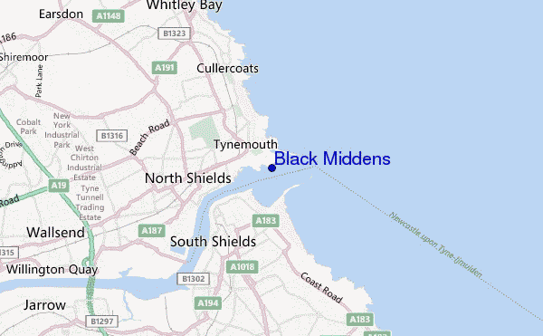 mappa di localizzazione di Black Middens