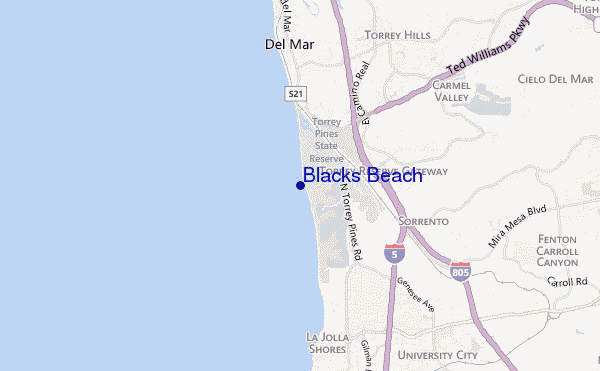 mappa di localizzazione di Blacks Beach