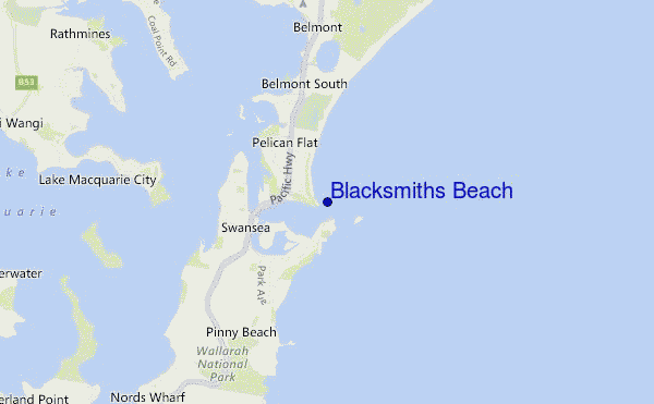 mappa di localizzazione di Blacksmiths Beach