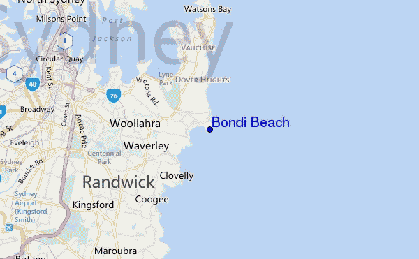 mappa di localizzazione di Bondi Beach