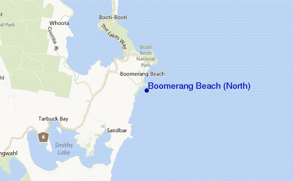 mappa di localizzazione di Boomerang Beach (North)