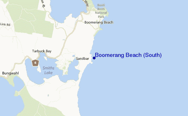 mappa di localizzazione di Boomerang Beach (South)