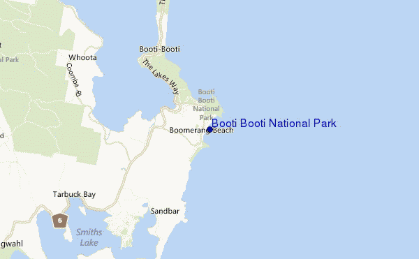 mappa di localizzazione di Booti Booti National Park