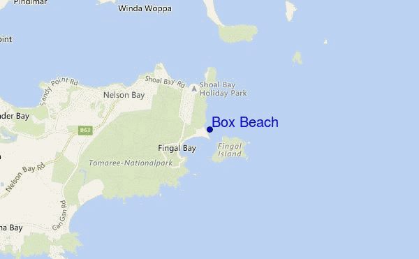 mappa di localizzazione di Box Beach