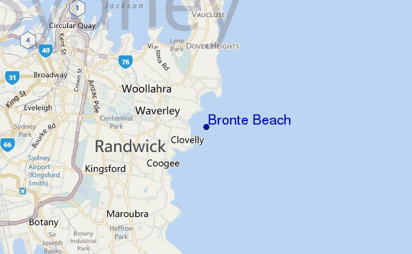 mappa di localizzazione di Bronte Beach