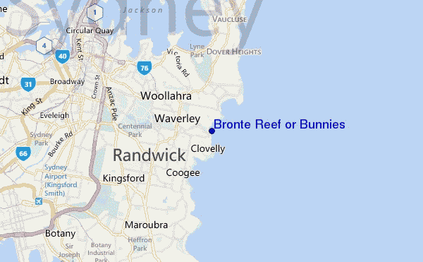 mappa di localizzazione di Bronte Reef or Bunnies