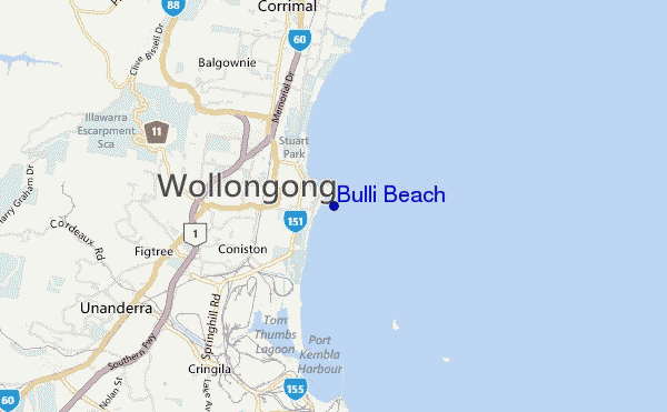 mappa di localizzazione di Bulli Beach