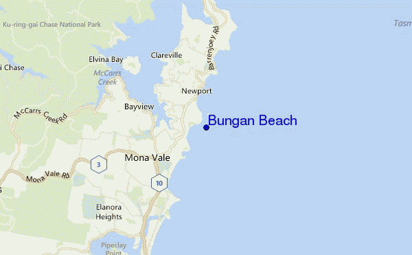 mappa di localizzazione di Bungan Beach