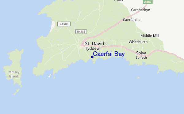 mappa di localizzazione di Caerfai Bay