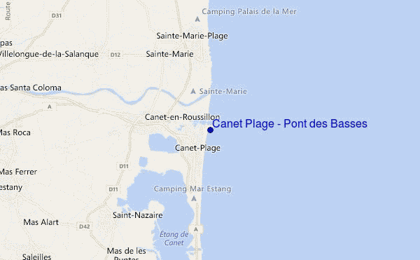 mappa di localizzazione di Canet Plage - Pont des Basses