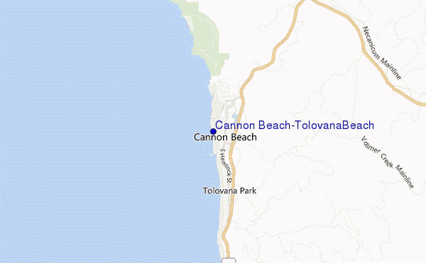 mappa di localizzazione di Cannon Beach/Tolovana Beach