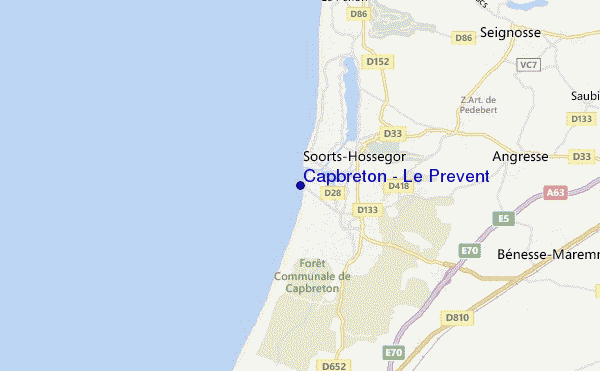 mappa di localizzazione di Capbreton - Le Prevent