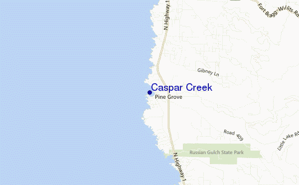 mappa di localizzazione di Caspar Creek