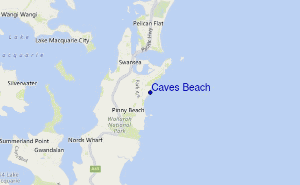 mappa di localizzazione di Caves Beach