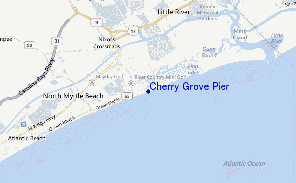 mappa di localizzazione di Cherry Grove Pier
