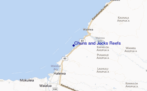 mappa di localizzazione di Chuns and Jocks Reefs
