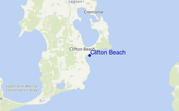 mappa di localizzazione di Clifton Beach