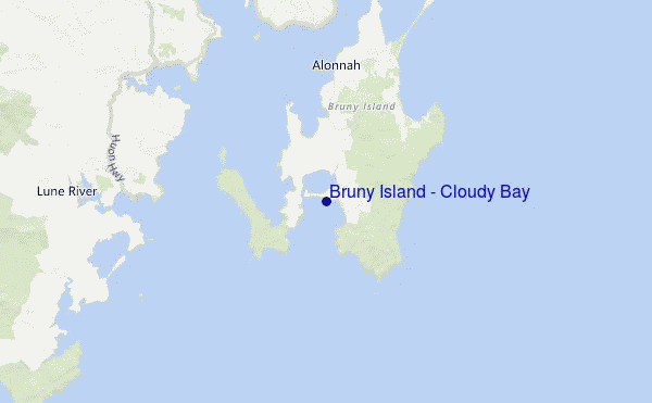 Bruny Island - Cloudy Bay Location Map