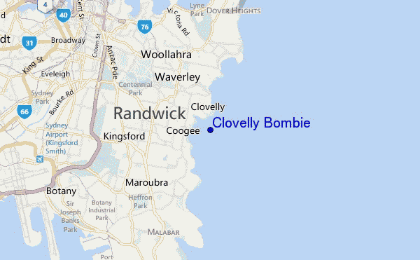 mappa di localizzazione di Clovelly Bombie