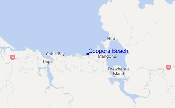 mappa di localizzazione di Coopers Beach