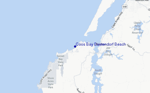 mappa di localizzazione di Coos Bay Bastendorf Beach