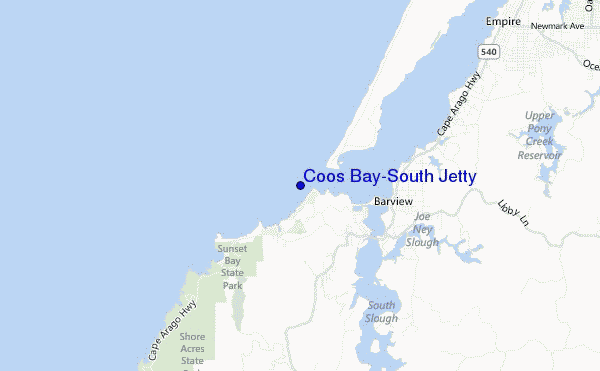mappa di localizzazione di Coos Bay-South Jetty