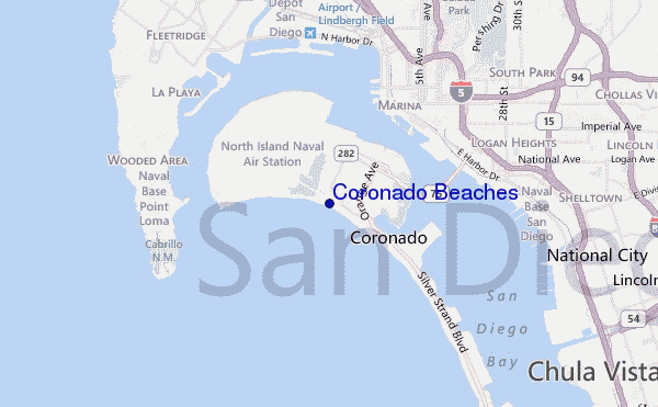 mappa di localizzazione di Coronado Beaches