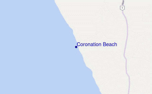 mappa di localizzazione di Coronation Beach