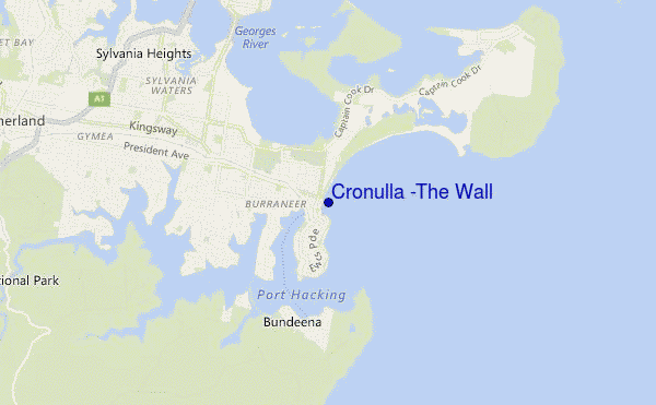 mappa di localizzazione di Cronulla -The Wall