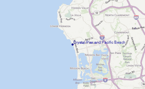 mappa di localizzazione di Crystal Pier and Pacific Beach