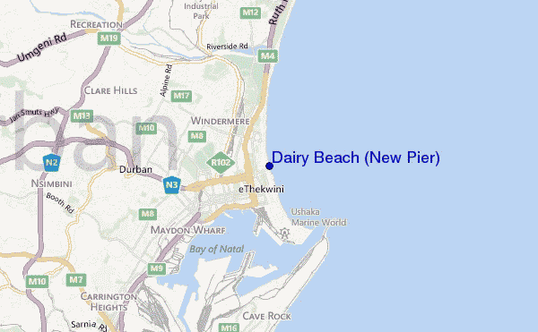 mappa di localizzazione di Dairy Beach (New Pier)