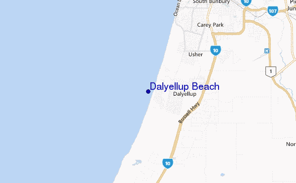 mappa di localizzazione di Dalyellup Beach