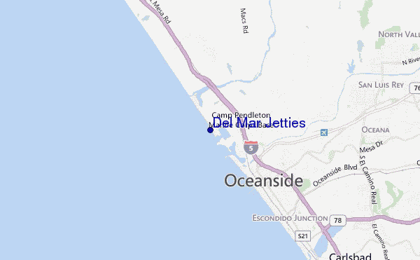 mappa di localizzazione di Del Mar Jetties