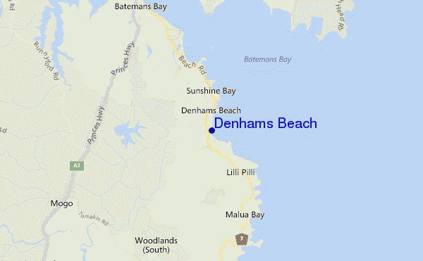 mappa di localizzazione di Denhams Beach