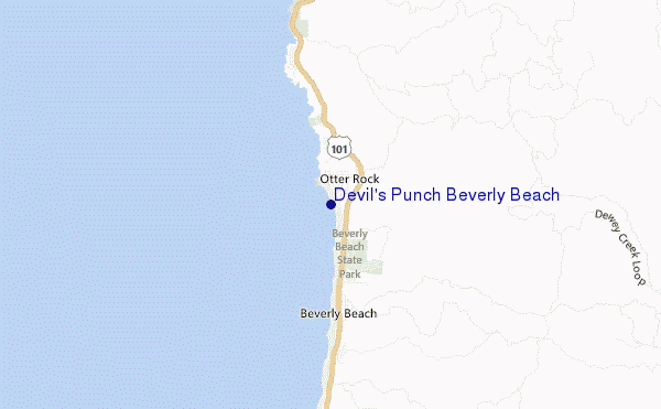 mappa di localizzazione di Devil s Punch Beverly Beach